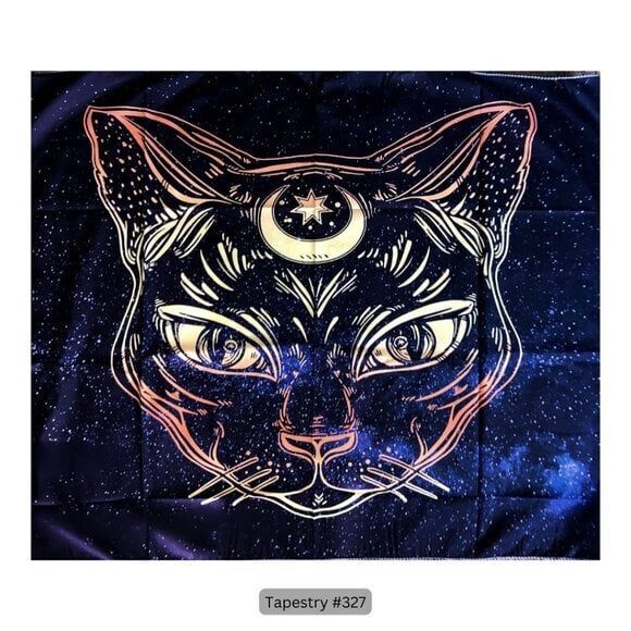 Celestial‎ Black Cat Tapestry Hanging Wall Decor - Picture 1 of 1